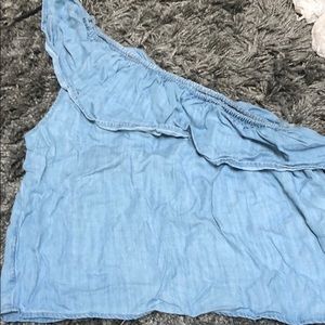 One shoulder denim shirt